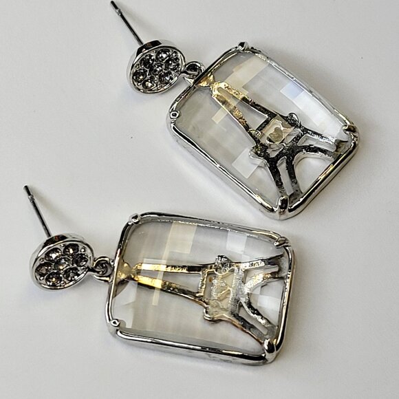 Clear Quartz Earrings Small Clear Glass Earrings Light Elegant Glass Earrings - Picture 8 of 10